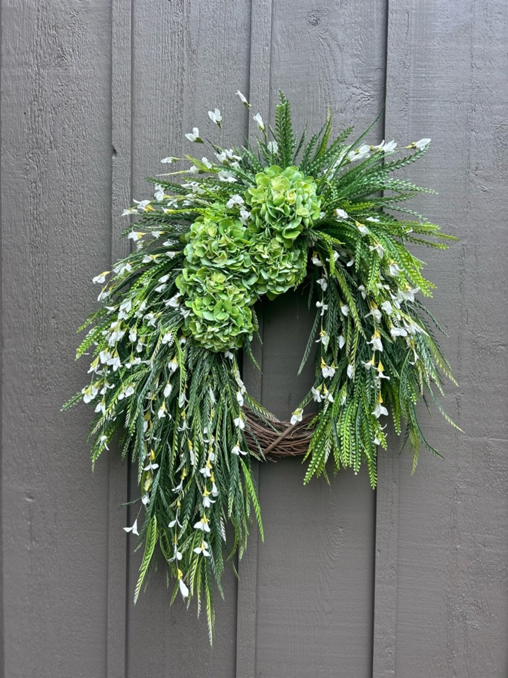 Green Hydrangea & Fern Wreath